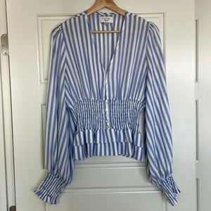 CISTAR Blue and White Striped Blouse